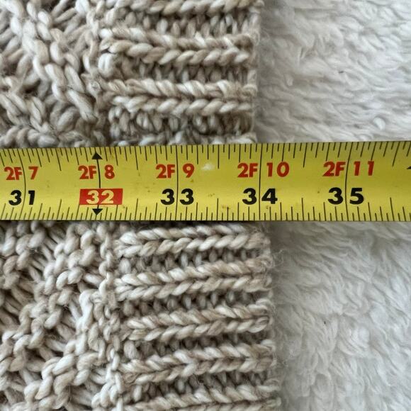 Eddie Bauer Womens Poncho Size M/L Beige Cable Knit Cowl Neck Sweater Shawl Cape - Picture 5 of 6